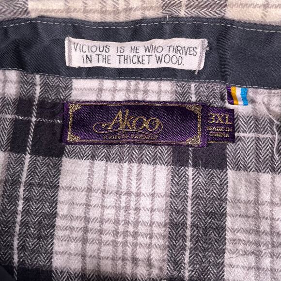 Akoo Mens Long Sleeve Button Down Size 3XL (runs small) Elbow Patch Embroidery - Picture 7 of 7